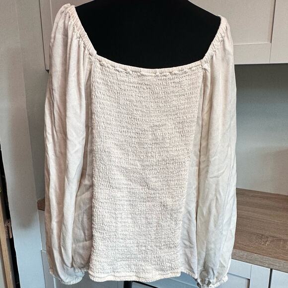 Old Navy Square Neck Crepe Off the Shoulder Long Sleeve Peasant Top Sz XL XLarge - Picture 3 of 13